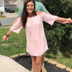 Pink off the shoulder dress